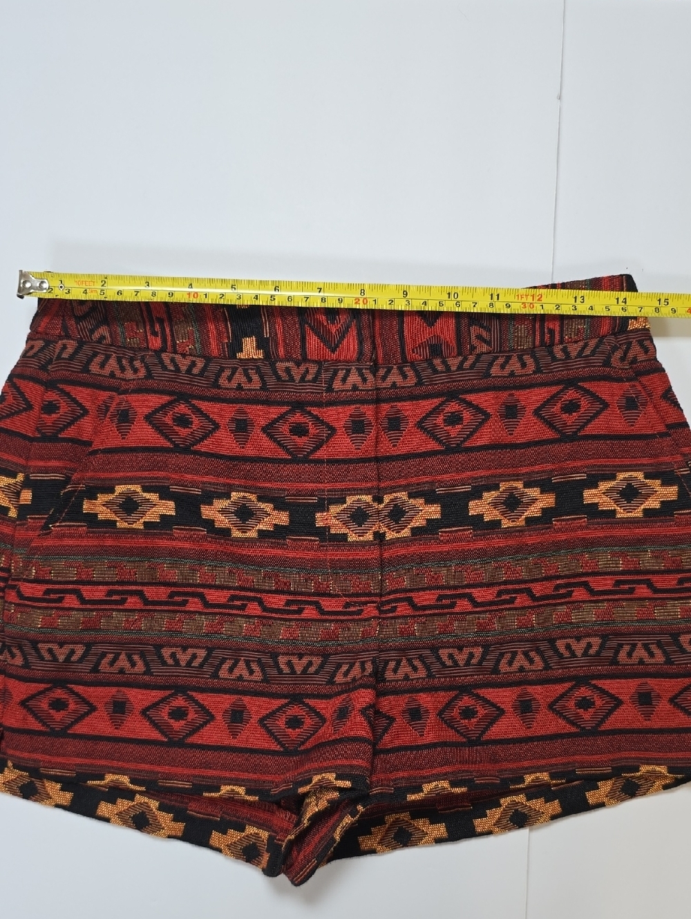 BCBGeneration Red Geometric Aztec Tapestry Shorts High Rise Southwestern Boho 6 - Picture 7 of 11